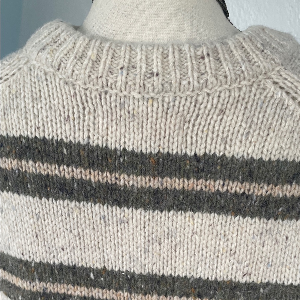 Spiritual Gangster NWOT Womens Striped Gray Cream Merino Wool Blend Sweater XS‎ - Picture 7 of 9